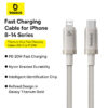 Baseus Cable For Iphone 14 13 12 Series Titanium Alloy PD 20W Type c to Lightning Data P10378101G21 00 9