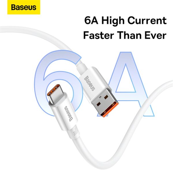 Baseus Cable For Power Bank .25m 100W Superior Series Fast Charging Data Cable USB to Type-C White P10320102214-00 - Image 4