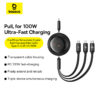 Baseus Cable Retractable Free2Draw Series Type-c To Type-c 100W Three in One Cable 1.1M Cluster Black P10368700111-04