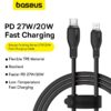 Baseus Cable Type-C to Lightning 20W for Iphone X 11 12 13 14 Pudding Series Fast Charging Cable  1.2m Cluster Black P10355701111-00
