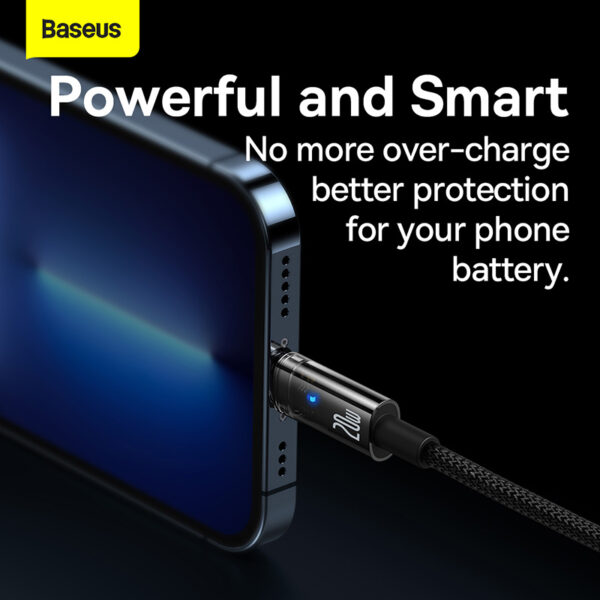 Baseus Cable Type-C to Lightning  Explorer Series Auto Power-Off Fast Charging Data PD Cable Type-C to IP 20W 2m Black -CATS000101 - Image 2