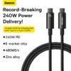 Baseus Cable Type-C to Type-C 240W Tungsten Gold Super Adaptive Fast Charging Data Cable  For Laptop Macbook Ipad 1m Black CAWJ040001