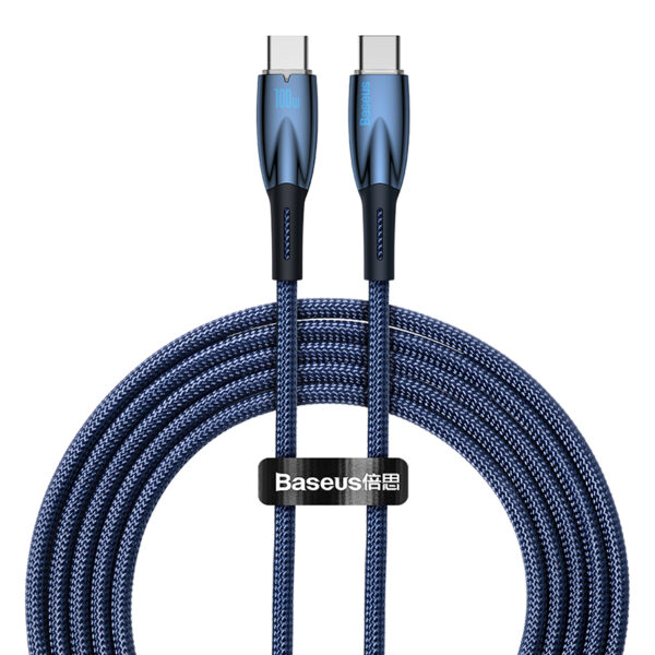 Baseus Cable Type-C to Type-C PD Charging 100W  Glimmer Series Fast Charging Data Cable 1m Blue For Phone & Laptop CADH000703 - Image 4
