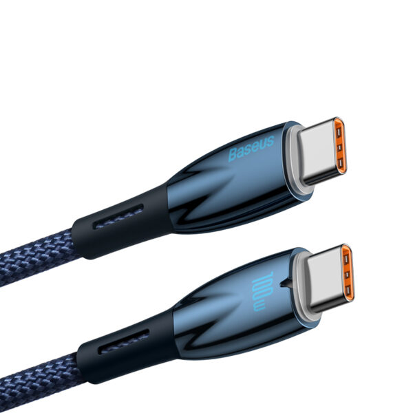 Baseus Cable Type-C to Type-C PD Charging 100W  Glimmer Series Fast Charging Data Cable 1m Blue For Phone & Laptop CADH000703 - Image 3