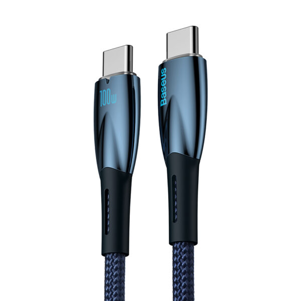 Baseus Cable Type-C to Type-C PD Charging 100W  Glimmer Series Fast Charging Data Cable 1m Blue For Phone & Laptop CADH000703 - Image 2