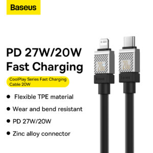 Baseus Cable Type-c To Lightning Cable For Iphone 14 13 12 11 x Series  CoolPlay Series Fast Charging  20W 1m Black