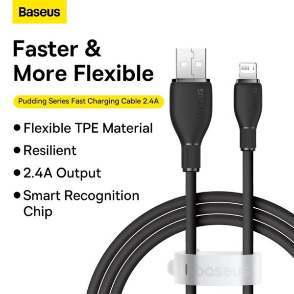 Baseus Cable USB to Lightning 20W for Iphone X 11 12 13 14 Pudding Series Fast Charging Cable  1.2m Cluster Black P10355700111-00