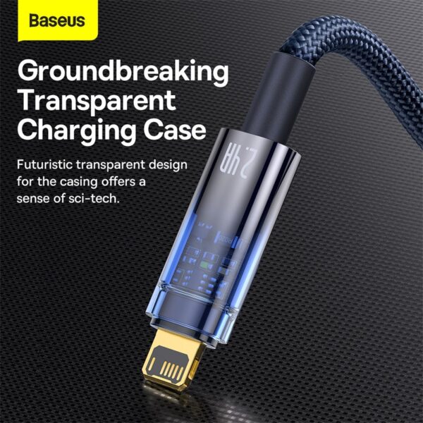 Baseus Cable Usb To Iphone Lightning Explorer Series Auto Power-Off Fast Charging Data Cable USB to IP 2.4A  CATS000503 Blue- 2m - Image 6