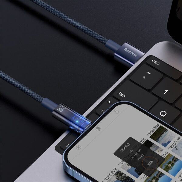 Baseus Cable Usb To Iphone Lightning Explorer Series Auto Power-Off Fast Charging Data Cable USB to IP 2.4A  CATS000503 Blue- 2m - Image 7