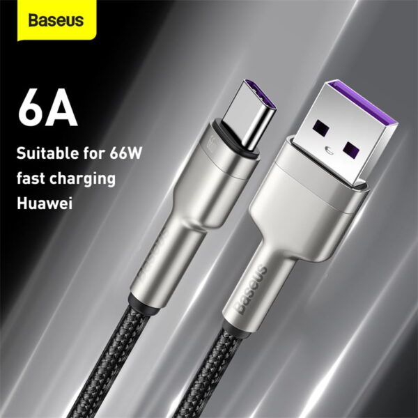 Baseus Cafule Series Metal Data Cable USB to Type-C 66W 1m Black Black CAKF000101 - Image 11