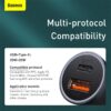 Baseus Car Charger 40W Golden Contactor Pro Dual Fast Charger 1x Usb 1X Type C Dark Gray CGJP020013 12