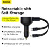 Baseus Car Charger Enjoyment Retractable dual Output Type c Lightning 30W Black CGTX000001 4