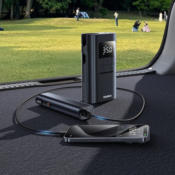 Baseus Car Tire Inflator Pumper VA1 Dual Power Wired & Wireless  With Flashlight 6000 mAh Power Bank  C11169001121-00 - Image 5