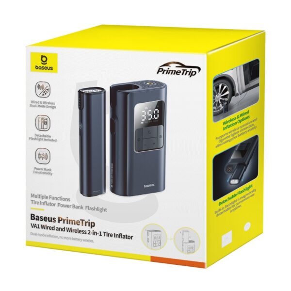 Baseus Car Tire Inflator Pumper VA1 Dual Power Wired & Wireless  With Flashlight 6000 mAh Power Bank  C11169001121-00 - Image 6