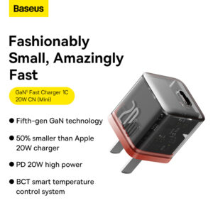 Baseus Charger 20W For Apple Iphone 14 13 12 11 Series GaN5 Fast Charger  1C  CN Adapter  Amber Orange CCGP170007