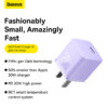 Baseus Charger 20W For Apple Iphone 14 13 12 11 Series GaN5 Fast Charger 1C CN Set Black Type C to iP PD 20W 1m Cable Purple CCGN040105 1