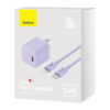 Baseus Charger 20W For Apple Iphone 14 13 12 11 Series GaN5 Fast Charger 1C CN Set Black Type C to iP PD 20W 1m Cable Purple CCGN040105 11
