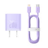 Baseus Charger 20W For Apple Iphone 14 13 12 11 Series GaN5 Fast Charger 1C CN Set Black Type C to iP PD 20W 1m Cable Purple CCGN040105 2