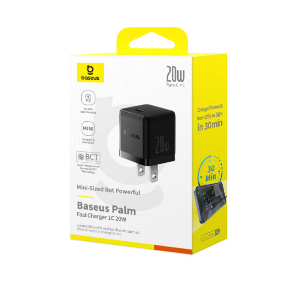 Baseus Charger Palm Series 20W PD Fast Charger  1x Type-c With Type-c to Type-c Cable  P10111603113-01 - Image 4