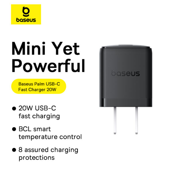 Baseus Charger Palm Series 20W PD Fast Charger  1x Type-c With Type-c to Type-c Cable  P10111603113-01