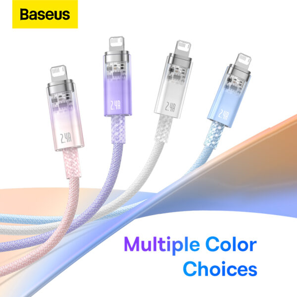 Baseus Charging Cable Explorer Series Smart Temperature Control Fast Charging Lightning Cable For Iphone USB to Lightning  2.4A 1m Blue CATS010003 - Image 2