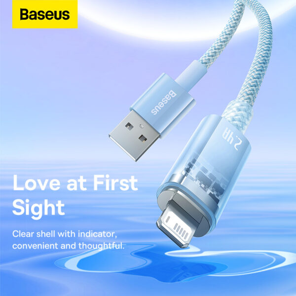 Baseus Charging Cable Explorer Series Smart Temperature Control Fast Charging Lightning Cable For Iphone USB to Lightning  2.4A 1m Blue CATS010003 - Image 3