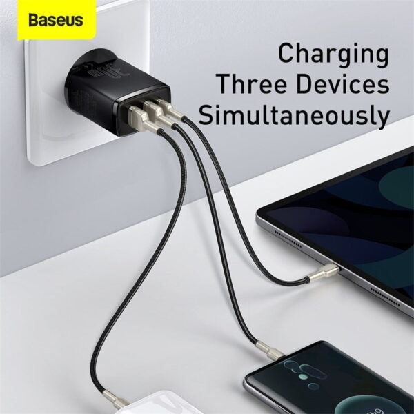 BASEUS Compact Quick Charger Portable 2U+C Three Ports 30W Wall Charging Adapter EU Plug - 3 Months Replacement Warranty - Image 7