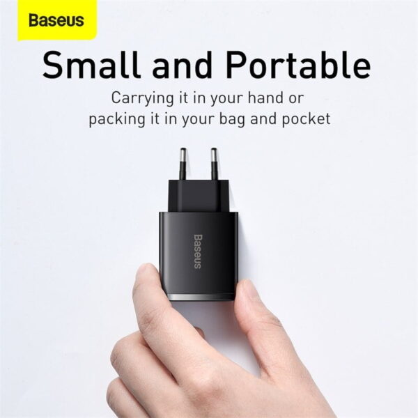 BASEUS Compact Quick Charger Portable 2U+C Three Ports 30W Wall Charging Adapter EU Plug - 3 Months Replacement Warranty - Image 9