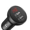 Baseus Digital Display Dual USB 4 8A Car Charger 24W 3in1 USB UBS Type C micro USB Lightning 1 2m cable black TZCCBX 1
