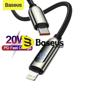 Baseus Display Fast Charging Data Cable Type-C to Lightning For Iphone 20W 1m Black - 3 Months Replacement Warranty