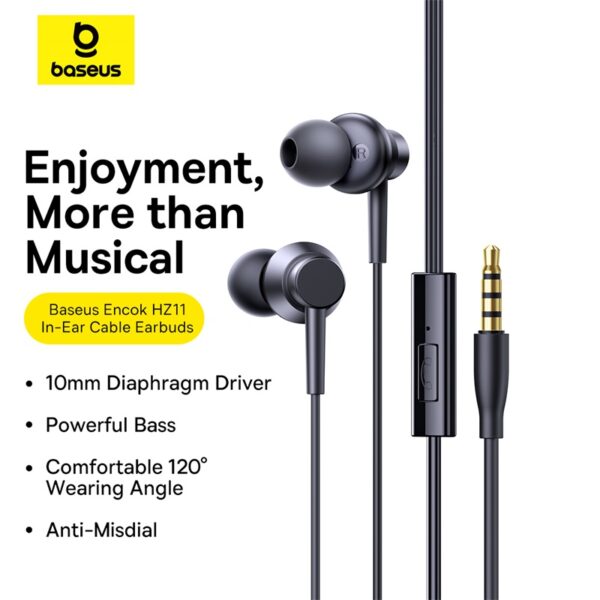 Baseus Earphone HZ11 3.5mm Wired Earphone Mic Black A00164200113-Z1