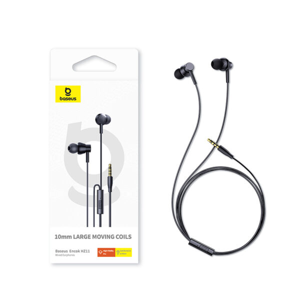 Baseus Earphone HZ11 3.5mm Wired Earphone Mic Black A00164200113-Z1 - Image 2