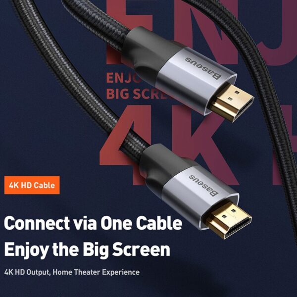 Baseus HDMI Cable Enjoyment Series 4KHD 60HZ Male To 4KHD Male Adapter Cable 0.75m Dark gray WKSX000113 - Image 6