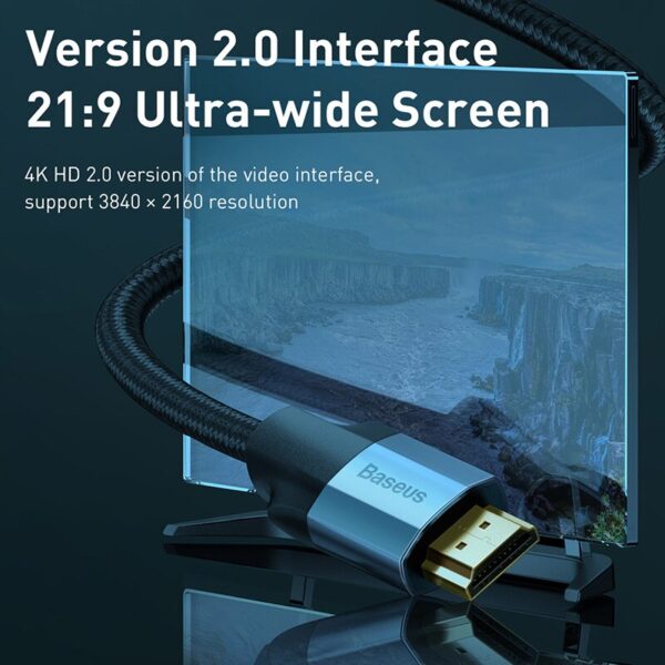 Baseus HDMI Cable Enjoyment Series 4KHD 60HZ Male To 4KHD Male Adapter Cable 0.75m Dark gray WKSX000113 - Image 5