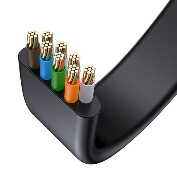 Baseus Ethernet Cable high Speed Six types of RJ45 Gigabit network cable  flat cable 2m Black WKJS000101 - Image 3