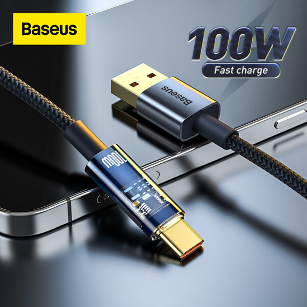 Baseus Cable Explorer Series Auto Power-Off  USB to Type-C Fast Charging Data Cable 100W 2m Black CATS000301 - Image 3