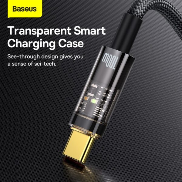 Baseus Cable Explorer Series Auto Power-Off  USB to Type-C Fast Charging Data Cable 100W 2m Black CATS000301 - Image 2