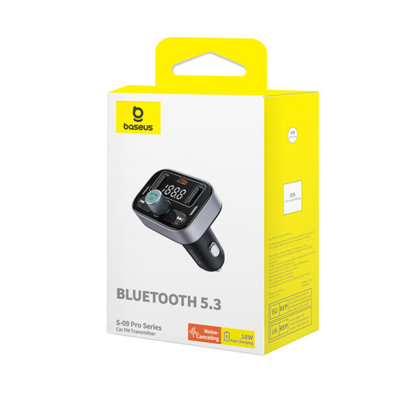 Baseus FM Modulator With PD Car Charger S-09 Pro Hands-free Call Music Player 2x Usb PD FM Transmitter C10762200113-00 - Image 4