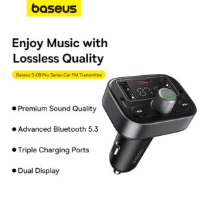 Baseus FM Modulator With PD Car Charger S-09 Pro Hands-free Call Music Player 2x Usb PD FM Transmitter C10762200113-00