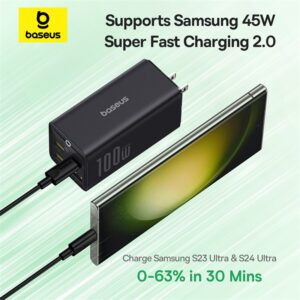 [ Premium ] Baseus PowerComb 5in1 GaN6100W 3 USB C 1x USB A 1x AC Fast Charger for  Macbook Samsung Iphone TWS Smart Watch E00058205123-00