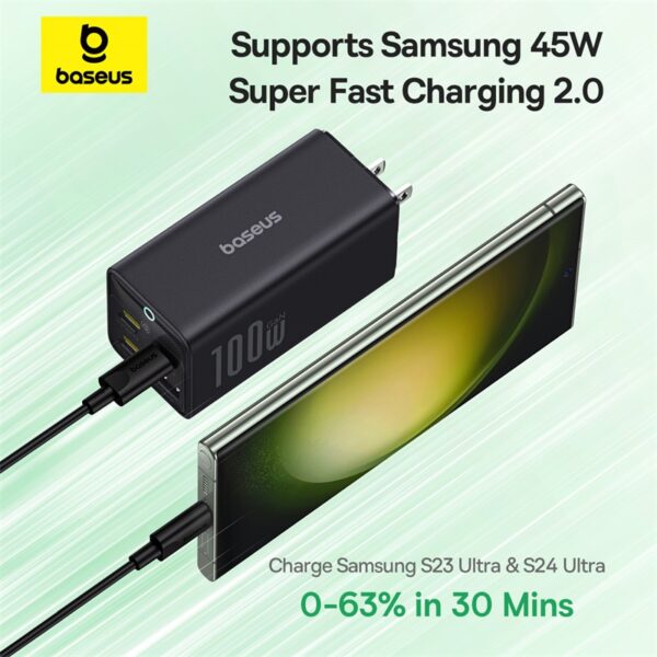 [ Premium ] Baseus PowerComb 5in1 GaN6100W 3 USB C 1x USB A 1x AC Fast Charger for  Macbook Samsung Iphone TWS Smart Watch E00058205123-00