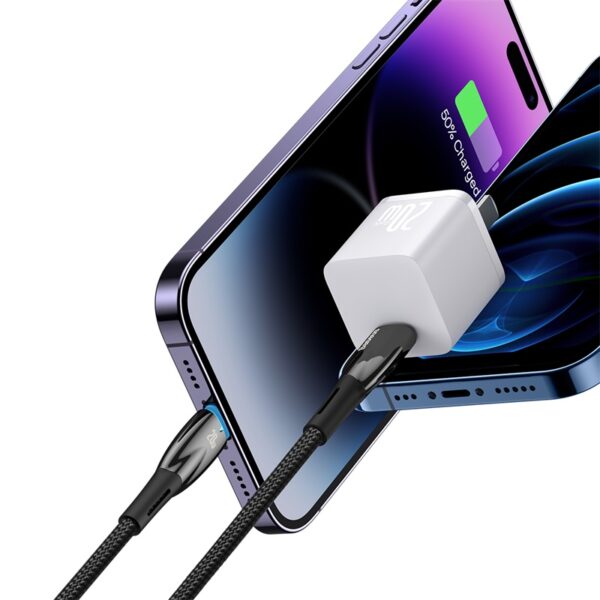 Baseus Charging Cable PD For Iphone 14 13 12 11  Glimmer Series Fast Charging Data Cable Type-C to Lightning iP 20W 1m Black CADH000001 - Image 3