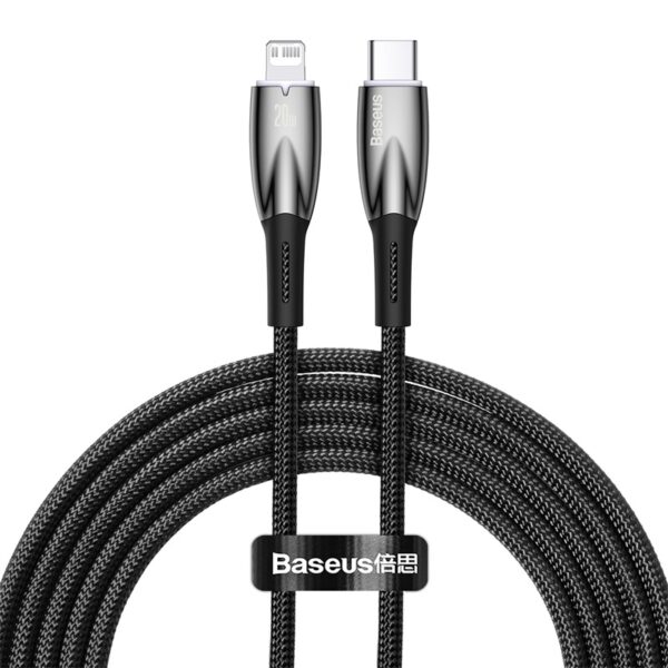 Baseus Charging Cable PD For Iphone 14 13 12 11  Glimmer Series Fast Charging Data Cable Type-C to Lightning iP 20W 1m Black CADH000001 - Image 5