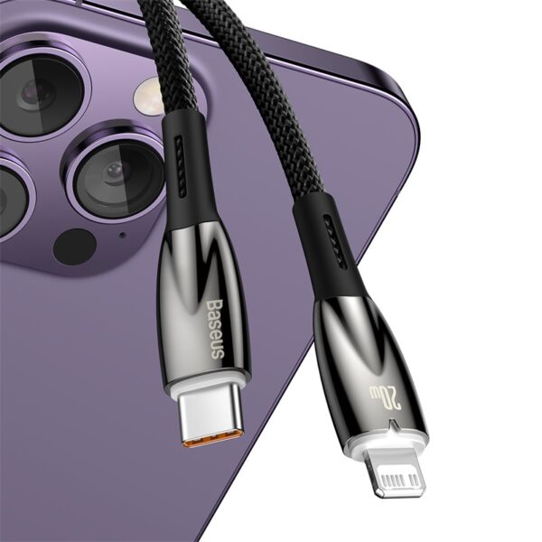 Baseus Charging Cable PD For Iphone 14 13 12 11  Glimmer Series Fast Charging Data Cable Type-C to Lightning iP 20W 1m Black CADH000001 - Image 4