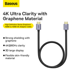 Baseus HDMI to HDMI Cable  High Definition Series Graphene 4K Adapter Cable 5m Black WKGQ020401