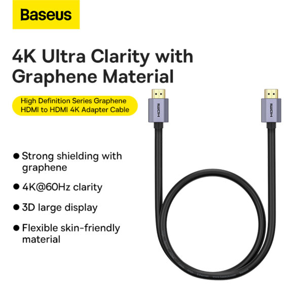 Baseus HDMI to HDMI Cable  High Definition Series Graphene 4K Adapter Cable 5m Black WKGQ020401