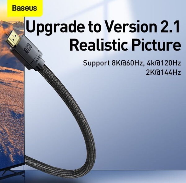 Baseus High Definition Series HDMI 8K to HDMI 8K Adapter Cable 2m Black CAKGQ-K01 - Image 7