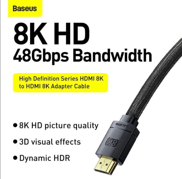 Baseus High Definition Series HDMI 8K to HDMI 8K Adapter Cable 2m Black CAKGQ-K01 - Image 6