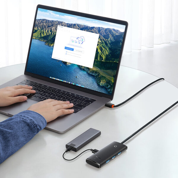 Baseus Hub Lite Series 4-Port USB-A HUB Adapter 4X USB 3.0 Black 1m WKQX030101 - Image 5