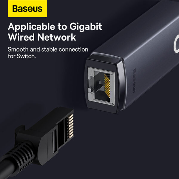 Baseus Hub Lite Series Ethernet Adapter USB to RJ45 LAN Port 1000Mbps  Aluminum Alloy Grey WKQX000313 - Image 5